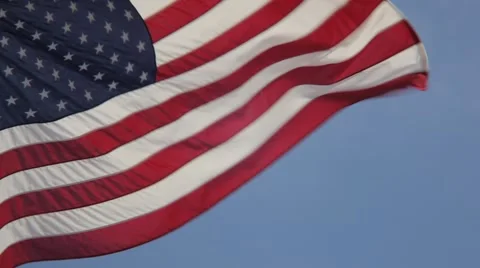 American Flag Blowing Heavy Wind 库存影片 61739382