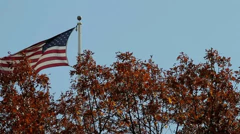 American Flag blowing in the wind Stock Footage 19342315