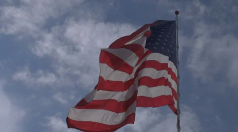 American flag blowing in the wind  Stock Footage 37137727