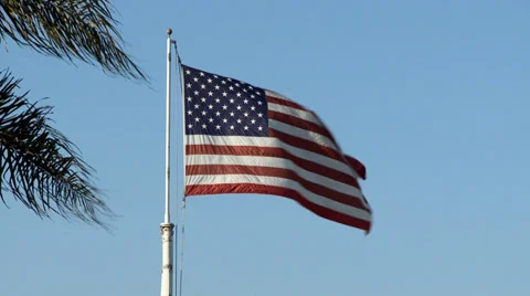American flag blowing in wind Stock Footage 37272048