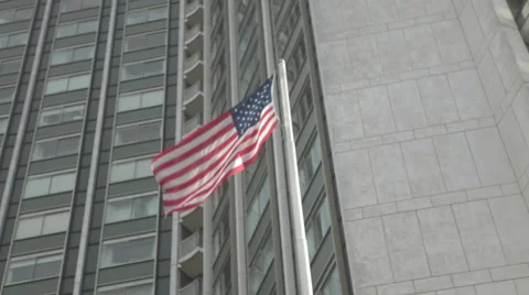 American Flag Blowing in Wind Stock Footage 41327535