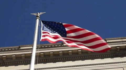 American Flag blowing in the wind Stock Footage 42522383