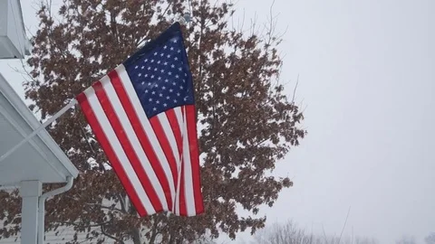 American Flag Blowing in Wind Stock Footage 71095498