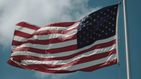 American Flag Blowing In The Wind Видео 89501255
