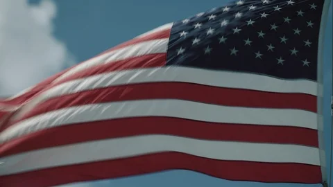 American Flag Blowing In The Wind Видео 89501369