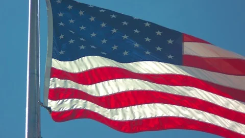 American Flag Blowing in the Wind Stock Footage 90491816