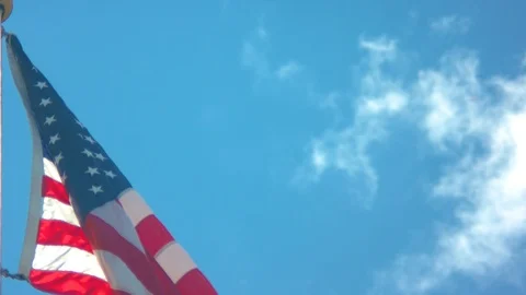 American Flag Blowing in the Wind Stock Footage 90491882