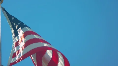 American Flag Blowing in the Wind Stock Footage 90491967