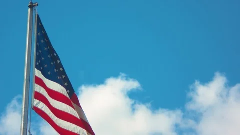 American Flag Blowing in the Wind Stock Footage 90492123