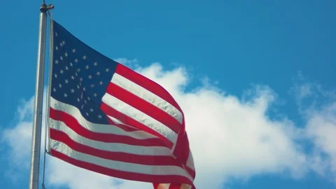 American Flag Blowing in the Wind Stock Footage 90492275