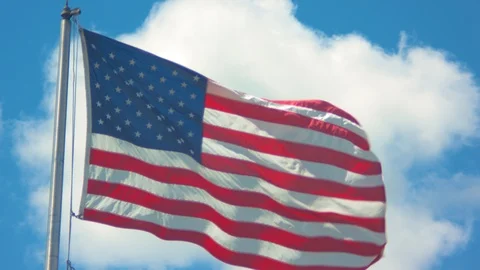 American Flag Blowing in the Wind Stock Footage 90492494