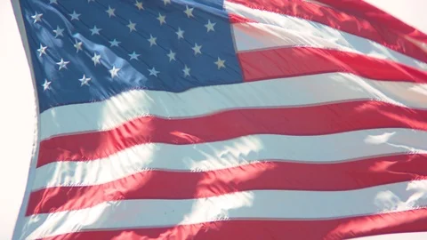American Flag Blowing in the Wind Stock Footage 90492639