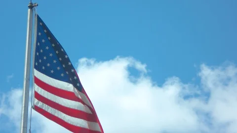 American Flag Blowing in the Wind Stock Footage 90498634