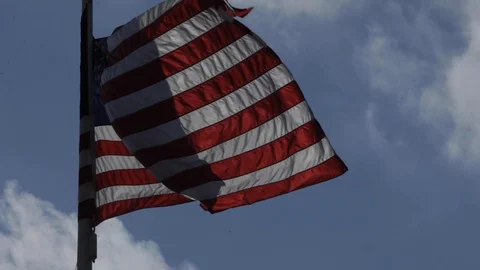 American Flag Blowing in the Wind Stock Footage 113070035