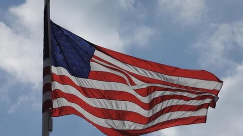 American Flag Blowing in the Wind Stock Footage 113070041