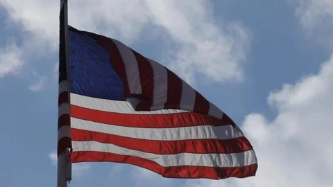 American Flag Blowing in the Wind Stock Footage 113070065