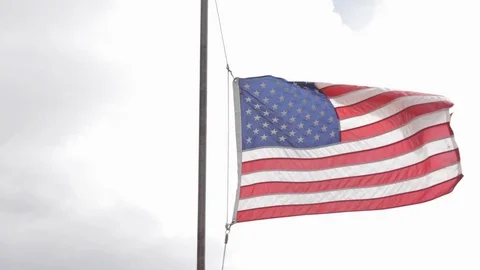 American Flag Blowing in the Wind Stock Footage 121478607