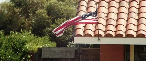American flag blowing in the wind Stock Footage 139429373