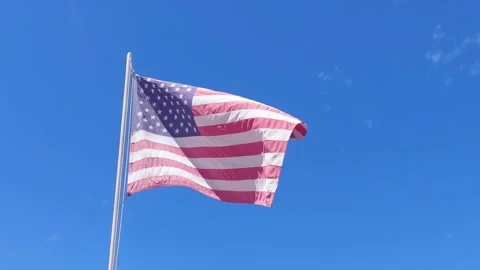 American flag blowing in the wind Stock Footage 173581743