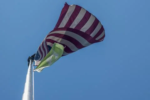 American flag blowing in the wind Stock-Fotos