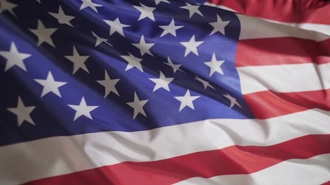 American flag blowing in the wind, slow motion Stock Footage 87731776