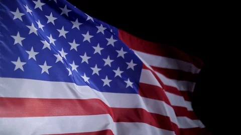 American flag blowing in the wind, slow motion Stock Footage 110470931
