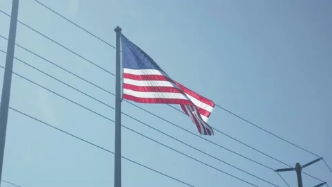 American Flag blowing in the wind Summer Day Slow Motion 1080p 库存影片 138837656