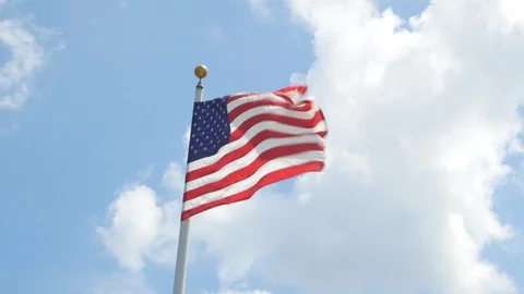 American flag blows in the wind in St. Augustine, Florida, United States. 스톡 동영상 116170444