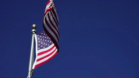 American flag blue sky close up Stock Footage 44445947
