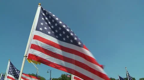American flag blue sky Stock Footage 11877526