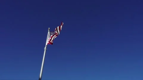 American flag blue sky Stock Footage 44445954