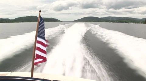 American flag on boat Video stock 32624462