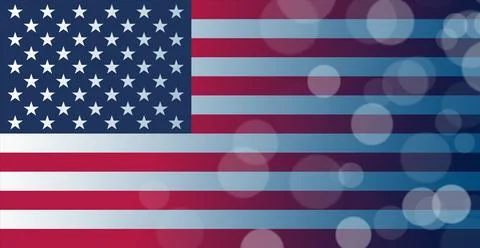 American flag with bokeh light effect. Abstract patriotic background Illustrazione stock