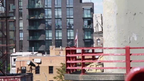 American Flag on bridge 库存影片 242452473