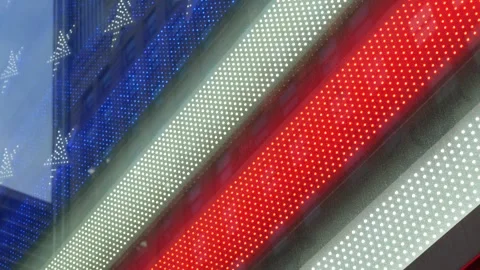 American flag on Broadway, Times Square in New York, USA. Electric lights 4th 库存影片 329955964