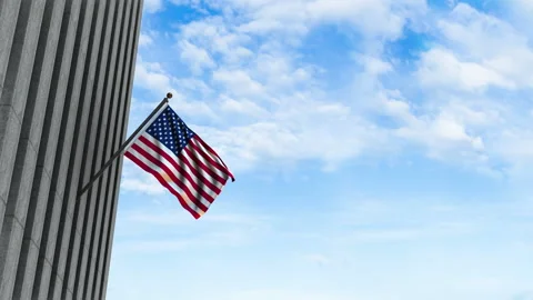 American Flag on Building with Sky in Background 動画素材 278153982