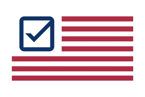 American flag with checkmark symbol instead stars. イラスト素材