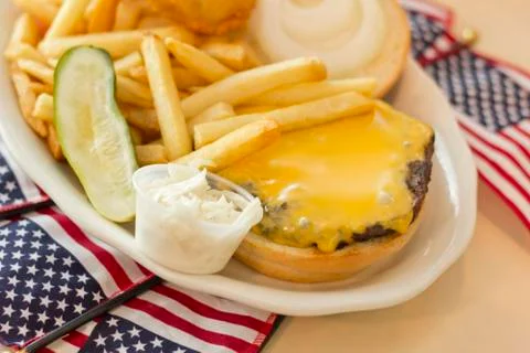 American Flag Cheeseburger Stock Photos