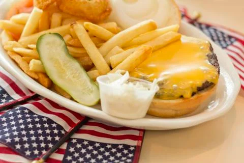 American Flag Cheeseburger Stock Photos