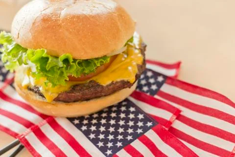 American Flag Cheeseburger Stock Photos