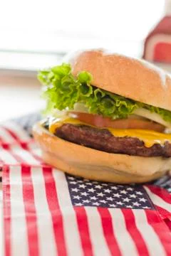 American Flag Cheeseburger Stock Photos