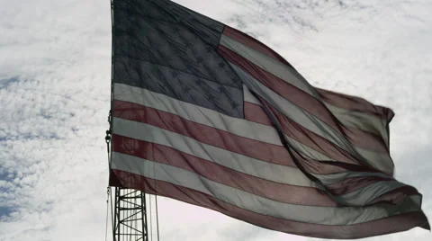 American flag close-up 1 with clouds Video stock 40647228