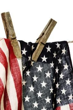American flag on a clothesline Stock Photos
