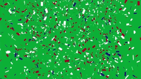 American flag colored confetti falling on green screen background Stock Footage 313735597
