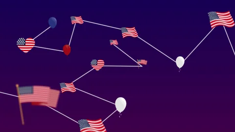 American flag connection lines animation Stock Footage 157017651