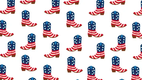 American Flag Cowboy Boots Pattern Background Animation 스톡 동영상 331863175