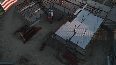 American Flag On Crane Stock Footage 251094592