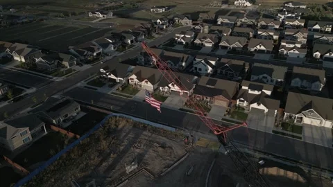 American Flag On Crane Stock Footage 251507844