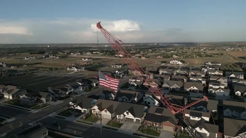American Flag On Crane Stock Footage 251507900