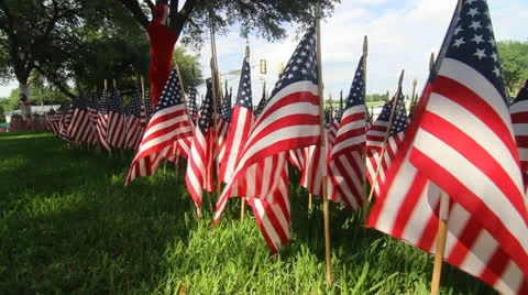 American Flag Decorations: One thousand flags ten Video stock 24541911
